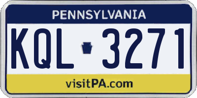 PA license plate KQL3271
