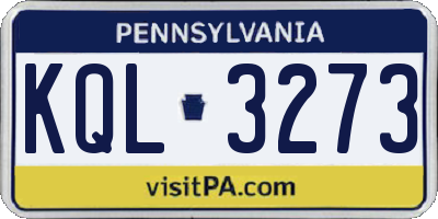 PA license plate KQL3273