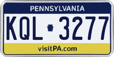 PA license plate KQL3277