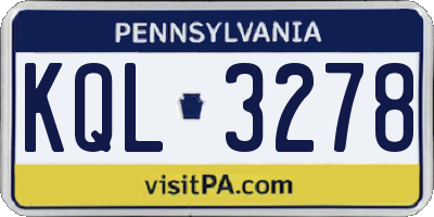 PA license plate KQL3278