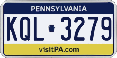 PA license plate KQL3279