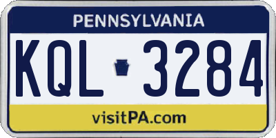 PA license plate KQL3284