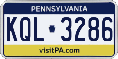 PA license plate KQL3286