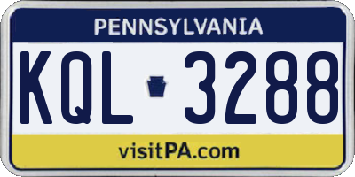 PA license plate KQL3288