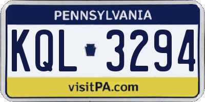 PA license plate KQL3294