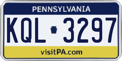 PA license plate KQL3297