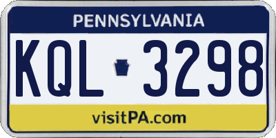PA license plate KQL3298