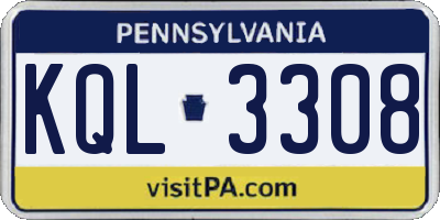 PA license plate KQL3308