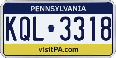 PA license plate KQL3318
