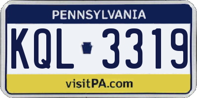 PA license plate KQL3319