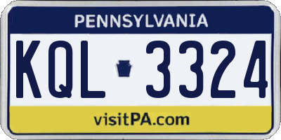 PA license plate KQL3324