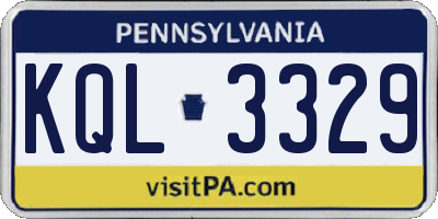 PA license plate KQL3329
