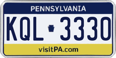 PA license plate KQL3330