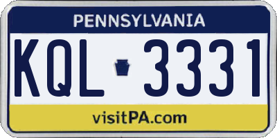 PA license plate KQL3331