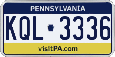 PA license plate KQL3336