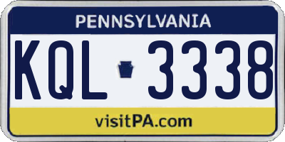 PA license plate KQL3338