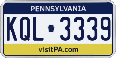 PA license plate KQL3339