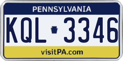 PA license plate KQL3346