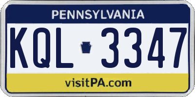 PA license plate KQL3347
