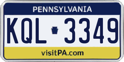 PA license plate KQL3349
