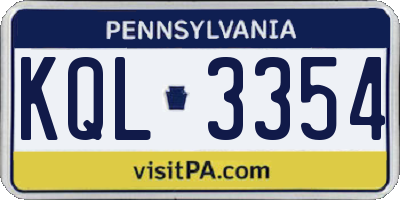PA license plate KQL3354