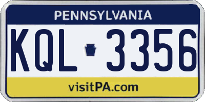 PA license plate KQL3356