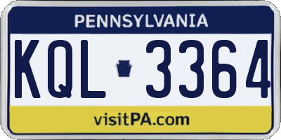PA license plate KQL3364