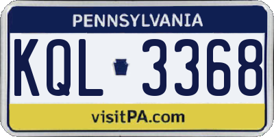 PA license plate KQL3368