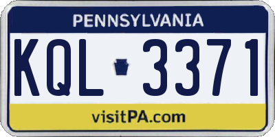 PA license plate KQL3371