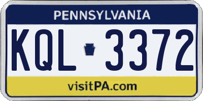 PA license plate KQL3372
