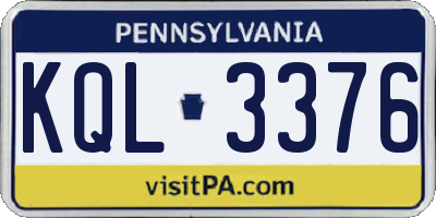 PA license plate KQL3376