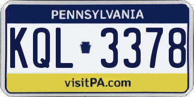 PA license plate KQL3378