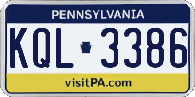 PA license plate KQL3386