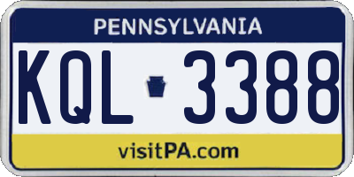 PA license plate KQL3388