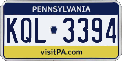 PA license plate KQL3394