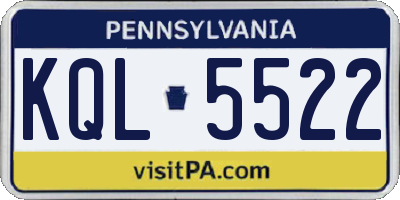 PA license plate KQL5522