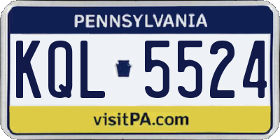 PA license plate KQL5524