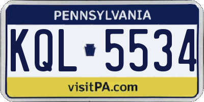PA license plate KQL5534