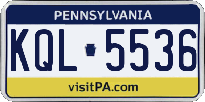 PA license plate KQL5536