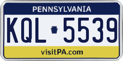PA license plate KQL5539