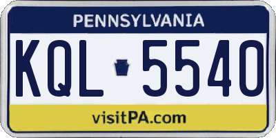 PA license plate KQL5540