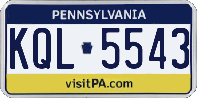 PA license plate KQL5543