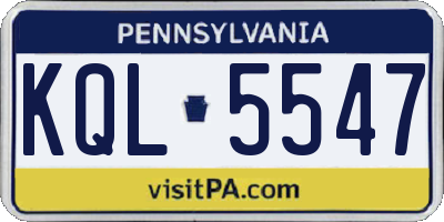 PA license plate KQL5547