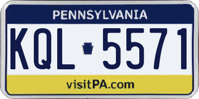 PA license plate KQL5571