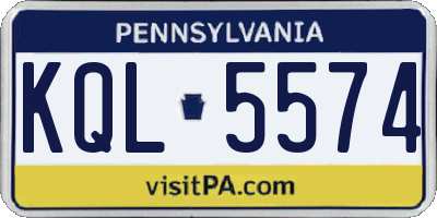 PA license plate KQL5574