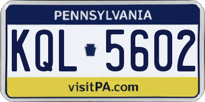 PA license plate KQL5602