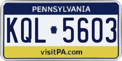 PA license plate KQL5603