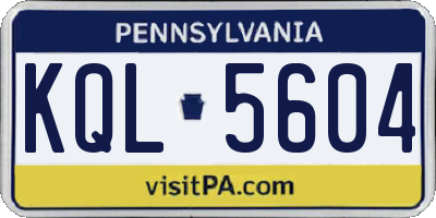PA license plate KQL5604