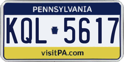 PA license plate KQL5617