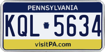 PA license plate KQL5634